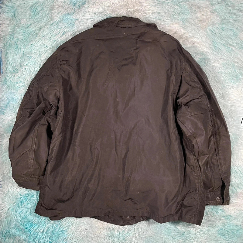Vintage Dark Brown 90s Giorgio Armani Wax Jacket - XL