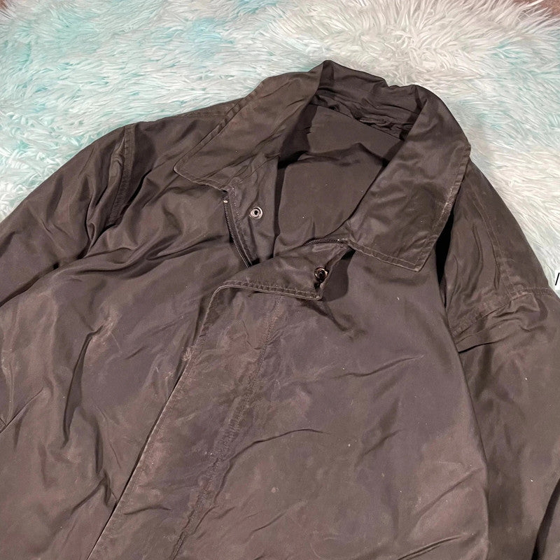 Vintage Dark Brown 90s Giorgio Armani Wax Jacket - XL