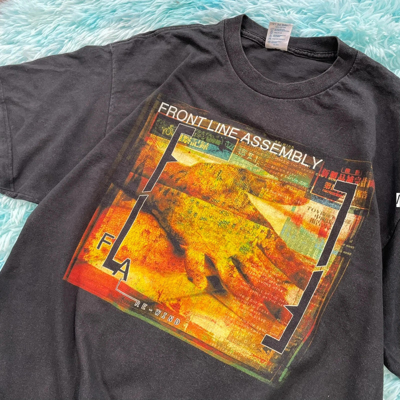 Vintage 90s Black Front Line Assembly Band T Shirt - XL