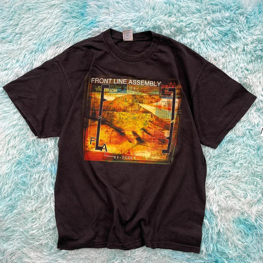 Vintage 90s Black Front Line Assembly Band T Shirt - XL