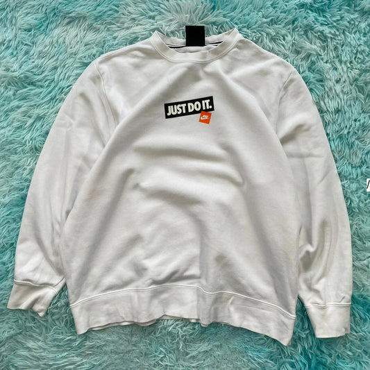 White Nike Sweatshirt Graphic - Large