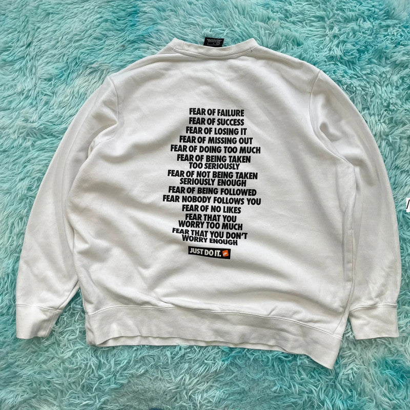 White Nike Sweatshirt Graphic - Large