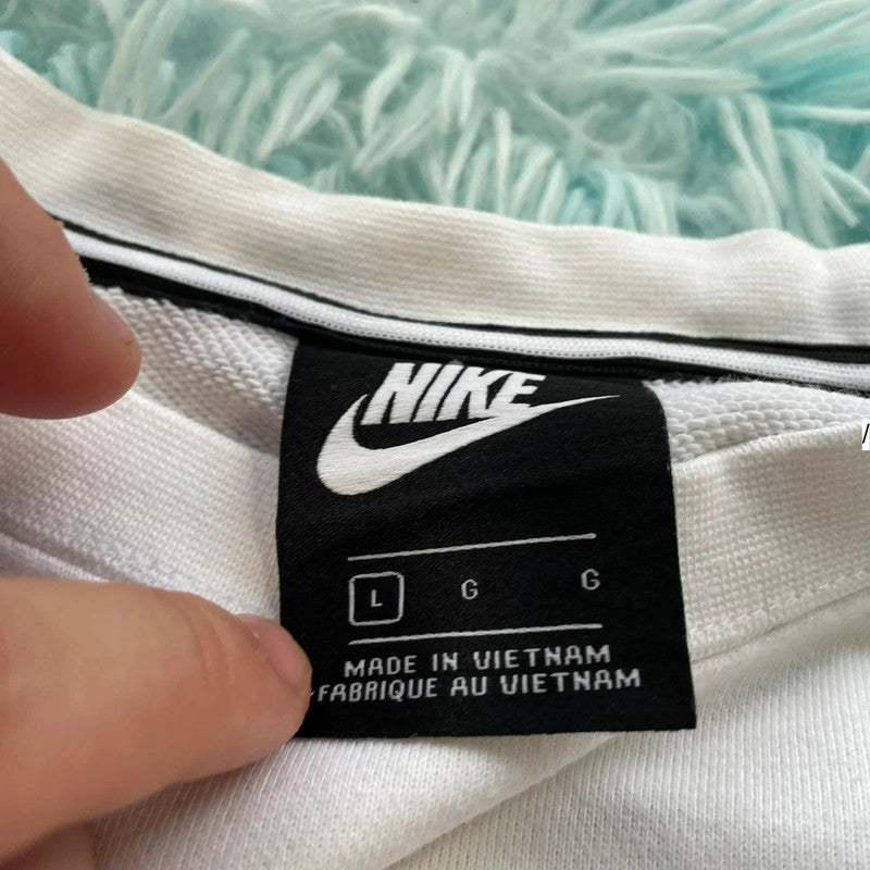 White Nike Sweatshirt Graphic - Large