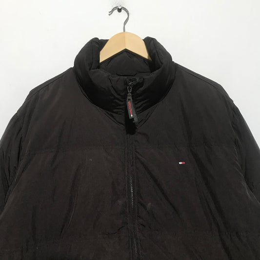 Vintage 00s Brown Tommy Hilfiger Puffer Jacket - Large