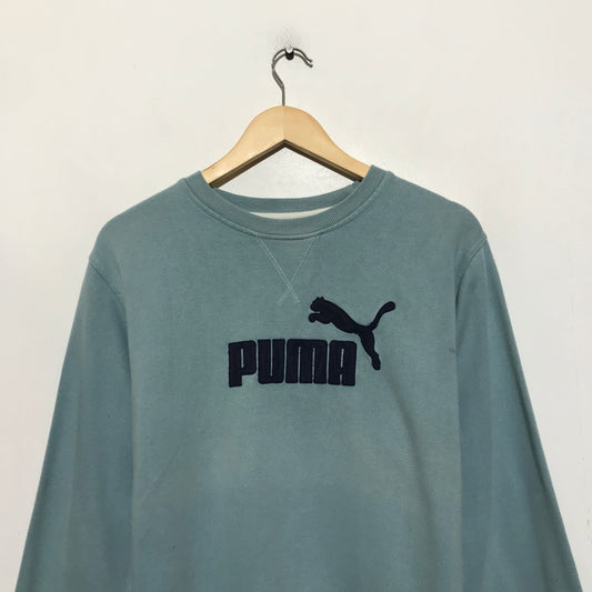 Vintage 90s Teal Blue Puma Spell Out Sweatshirt - XL