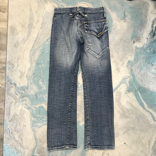 Vintage 00s Blue Enzyme Wash Jeans Magnet Straight Leg Draper Jeans - EUR 44