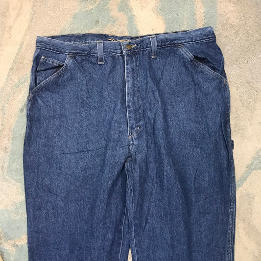 Vintage 90s Blue Baggy Carpenter Jeans Straight Leg Made in USA - 42W 32L