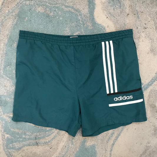 Vintage 90s Green Adidas Running Shorts - Medium