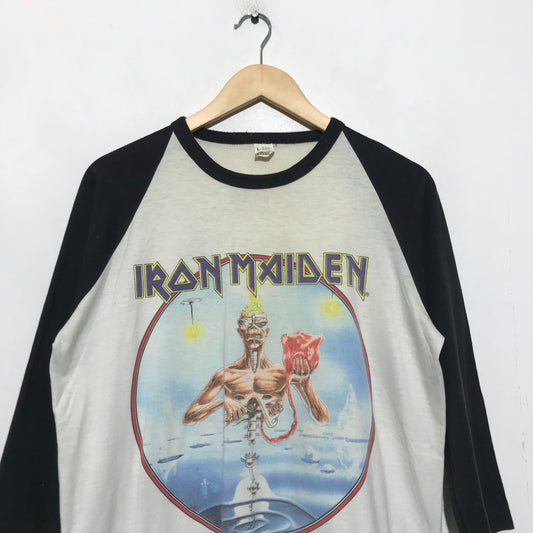 Vintage 1988 Iron Maiden Tour Baseball Graphic T Shirt Original - Large