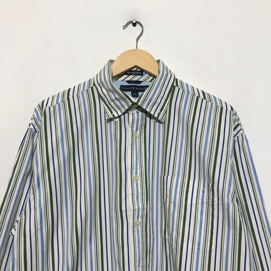 Vintage 00s Striped Tommy Hilfiger Shirt - Large