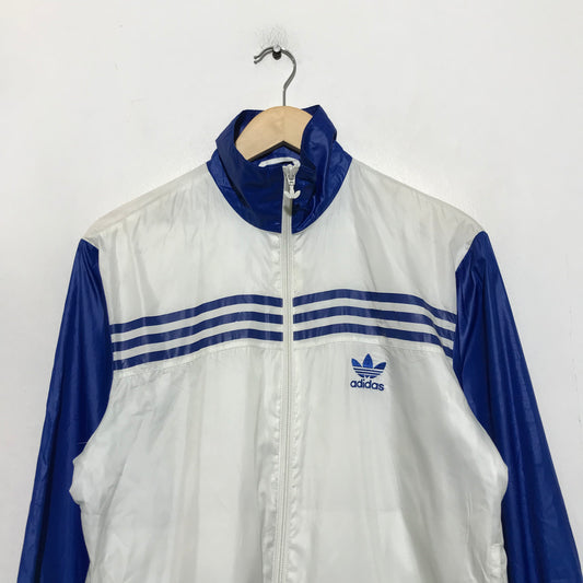 Vintage 00s Blue & White Adidas Windbreaker Jacket - Small