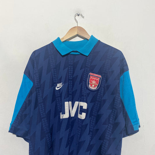 Vintage 1994 Arsenal Shirt Away Kit Navy Blue Lighting Nike JVC - XL