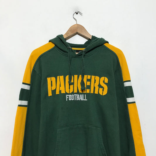 Vintage 00s Green Greenbau Packers NFL Hoodie Sweatshirt - Large