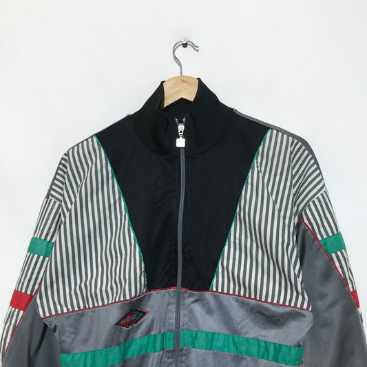 Vintage 80s Silver Italy Patterned Umbro Track Jacket - Small