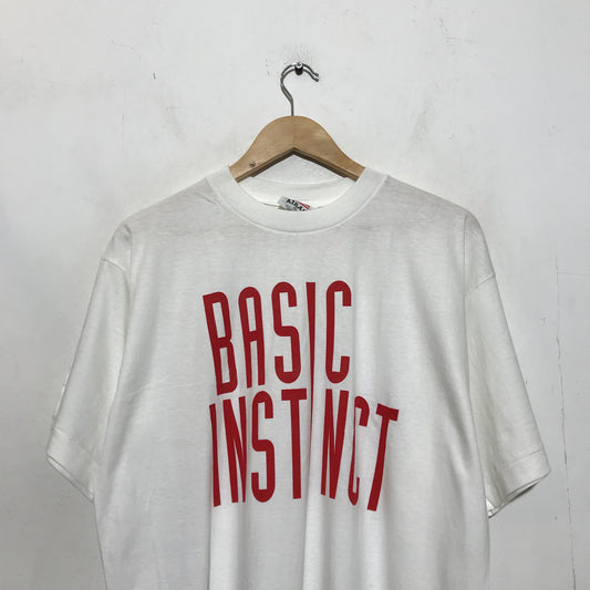 Deadstock Vintage 90s White Basic Instinct Movie Promo T Shirt - XL