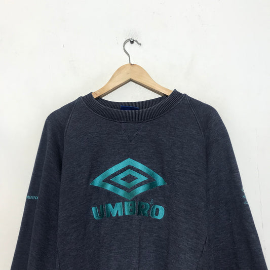 Vintage 90s Navy Umbro Spellout Sweatshirt Embroidered - Medium