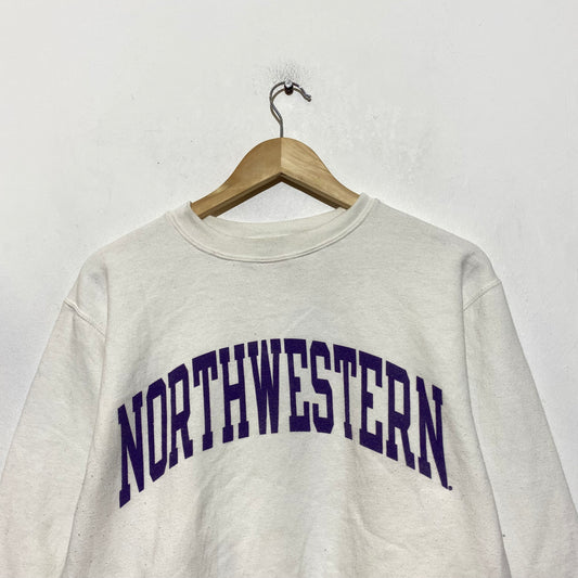 Vintage 00s White Northwestern University US College Champion Sweatshirt - Small