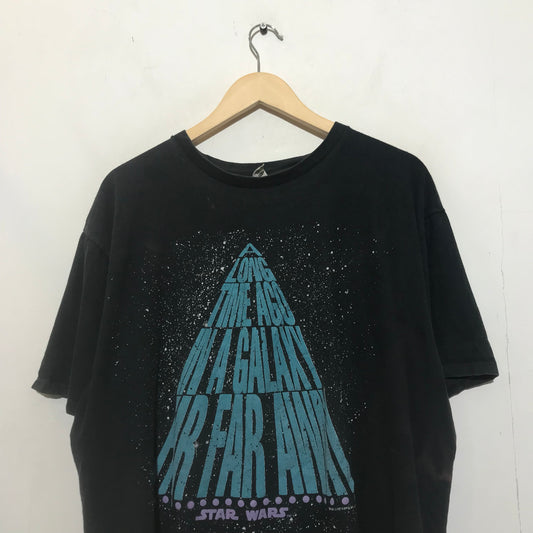 Vintage 80s Black Disney Star Wars Galaxy Ride Graphic T Shirt - Large