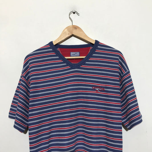 Vintage 90s Blue Striped Reebok T Shirt - Large