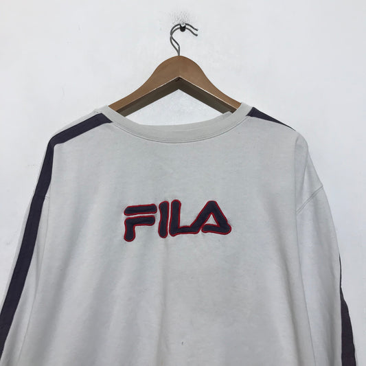Vintage 00s White FILA Sweatshirt Embroidered spellout - XL