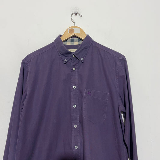 Vintage 00s Purple Burberry Formal Shirt - Large