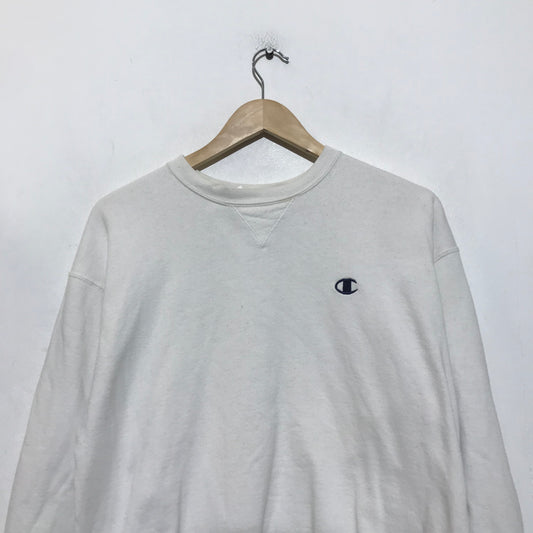 Vintage 00s White Champion Sweatshirt - Medium