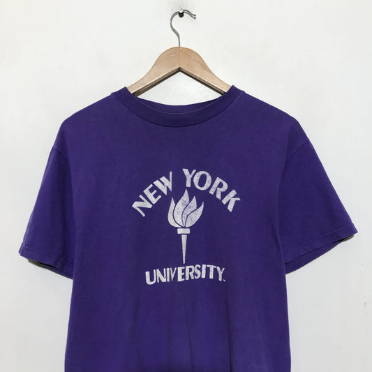 Vintage 90s Purple New York University Graphic T Shirt - Medium