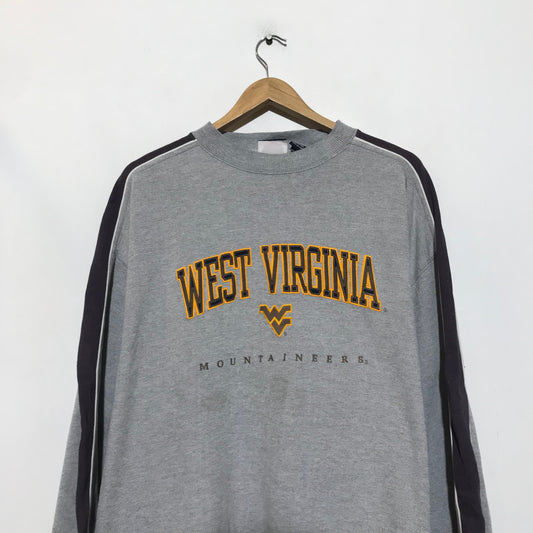 Vintage 90s Grey West Virginia Mountaineers Sweatshirt Spellout - XL