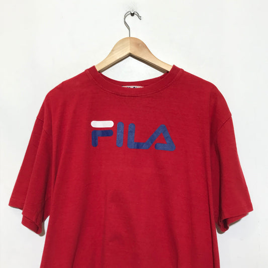 Vintage 90s Red FILA Graphic T Shirt Made in Italy - Large