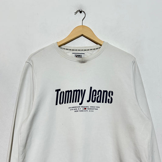 Vintage White Tommy Jeans Sweatshirt Tommy Hilfiger - Medium